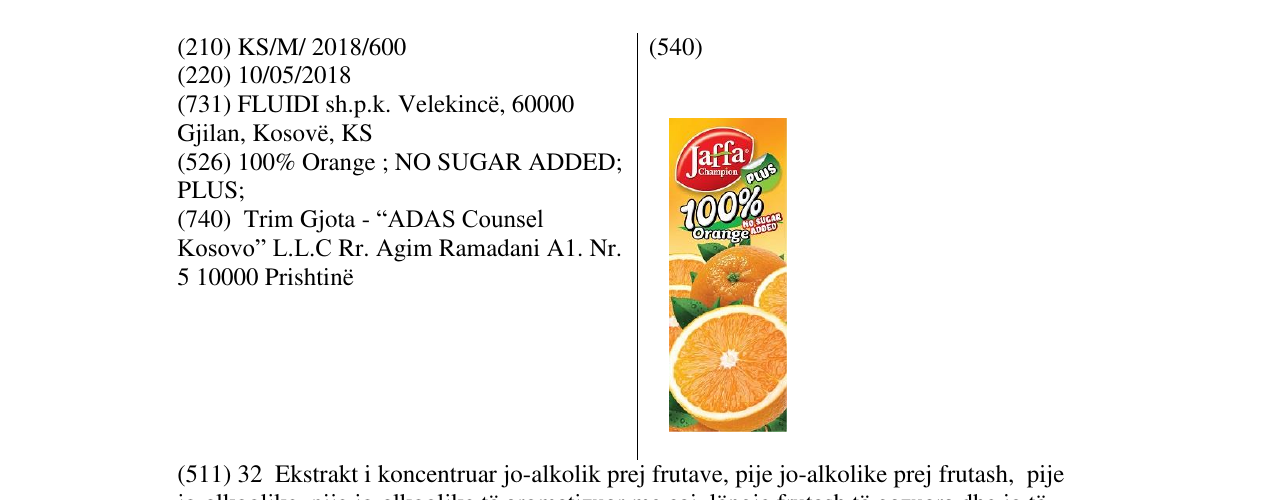 Zëri i markës JC Orange 100% në buletin