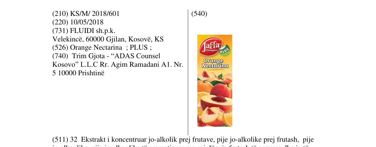 Zëri i markës JC Orange Nectarina në buletin