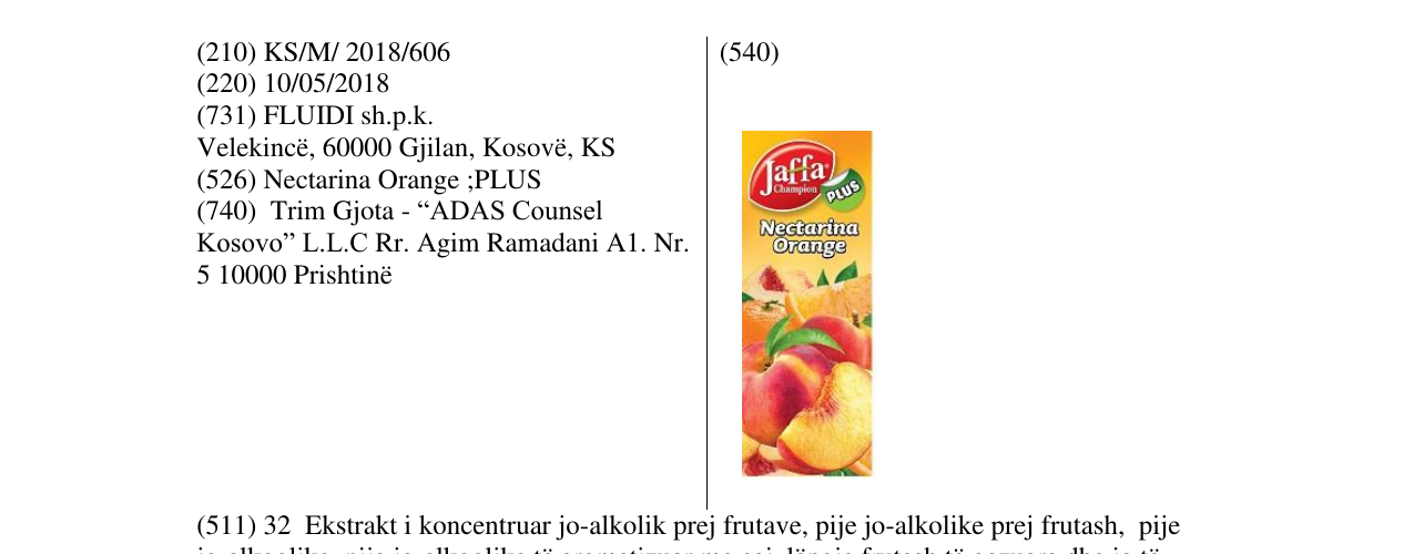 Zëri i markës LC Nectarina Orange në buletin