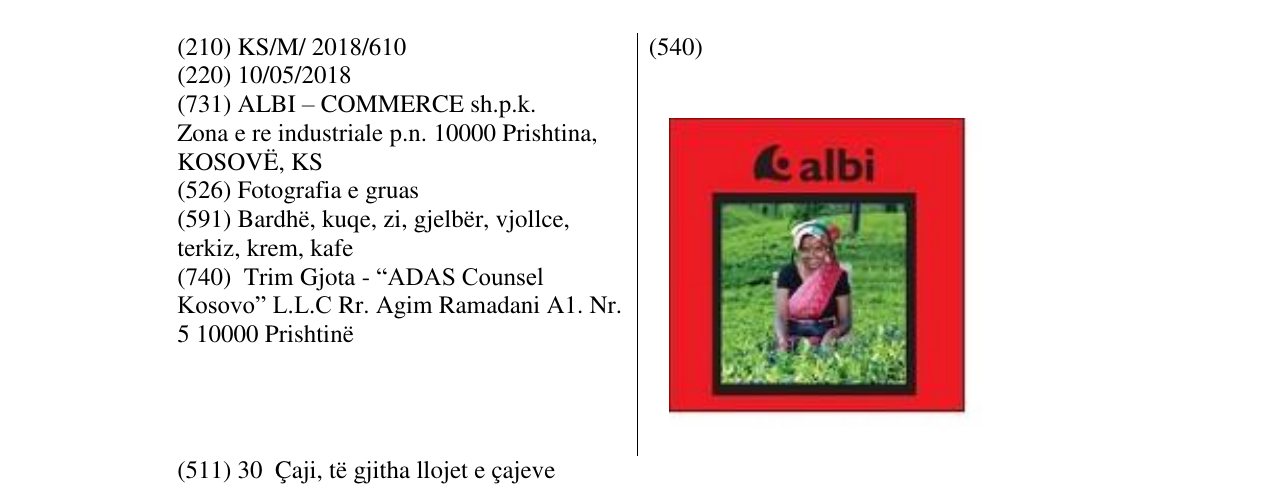 Zëri i markës albi çaj në buletin