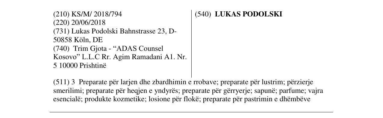 Zëri i markës LUKAS PODOLSKI në buletin