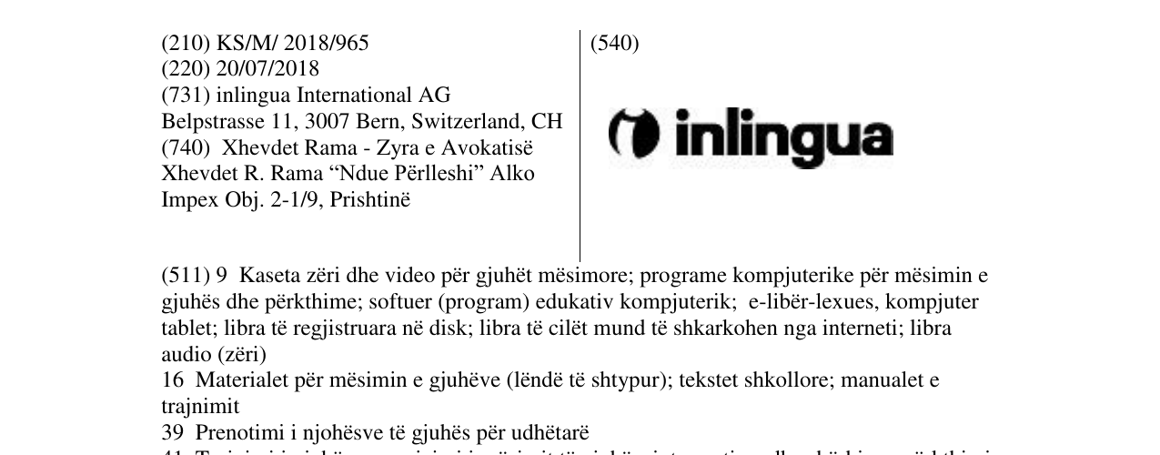 Zëri i markës inlingua në buletin