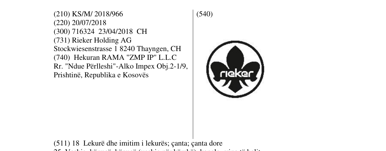 Zëri i markës rieker në buletin