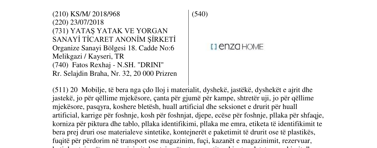 Zëri i markës enza HOME në buletin
