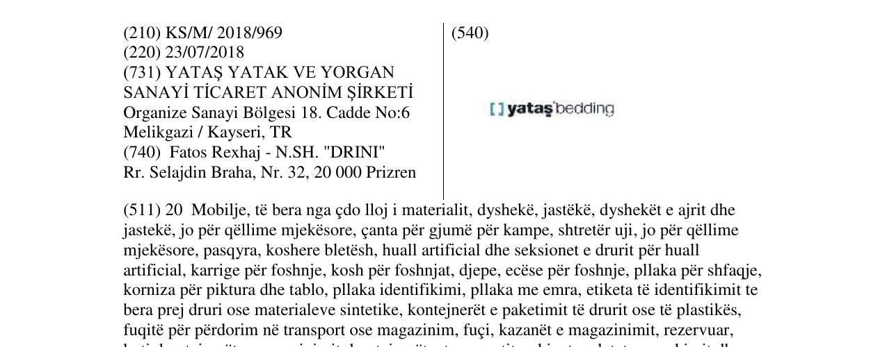 Zëri i markës yatas bedding në buletin