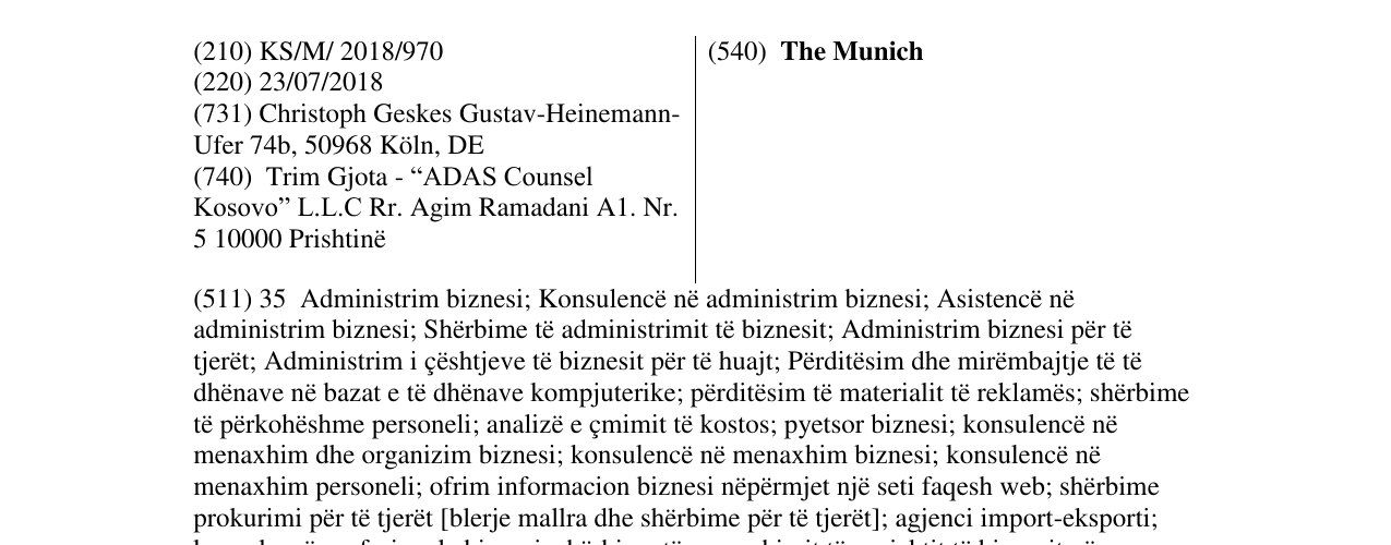 Zëri i markës The Munich në buletin