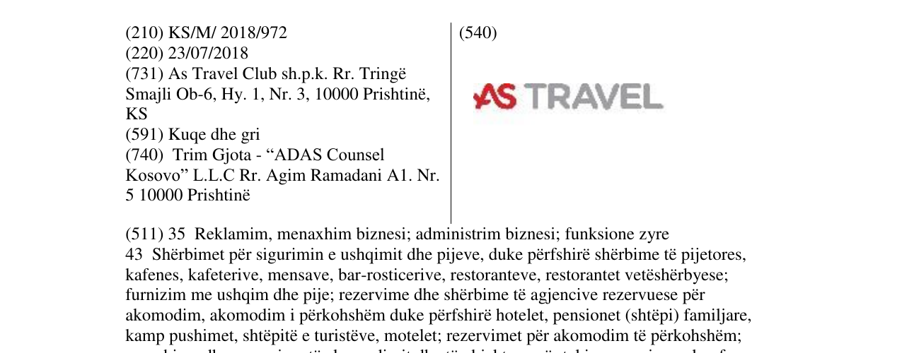 Zëri i markës AS TRAVEL në buletin
