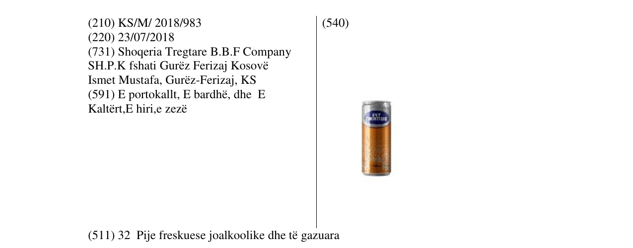 Zëri i markës pit orange në buletin
