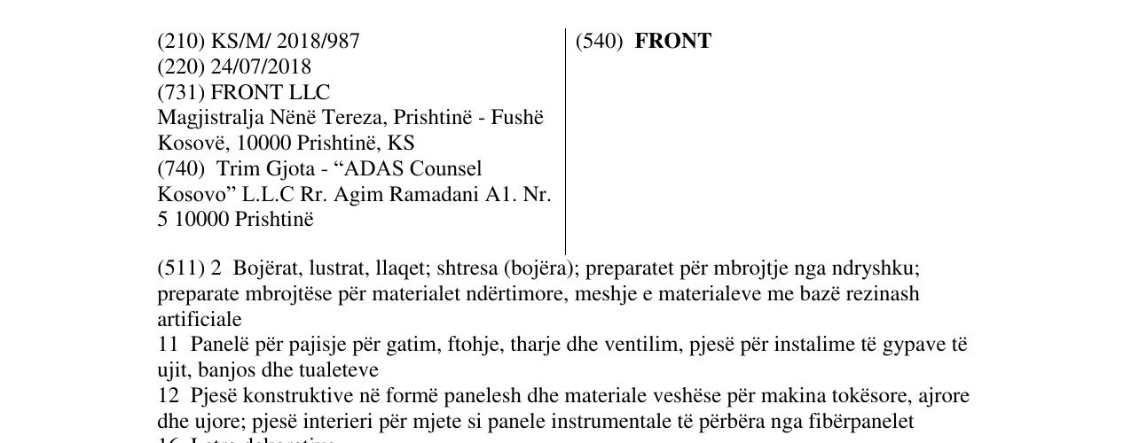 Zëri i markës FRONT në buletin