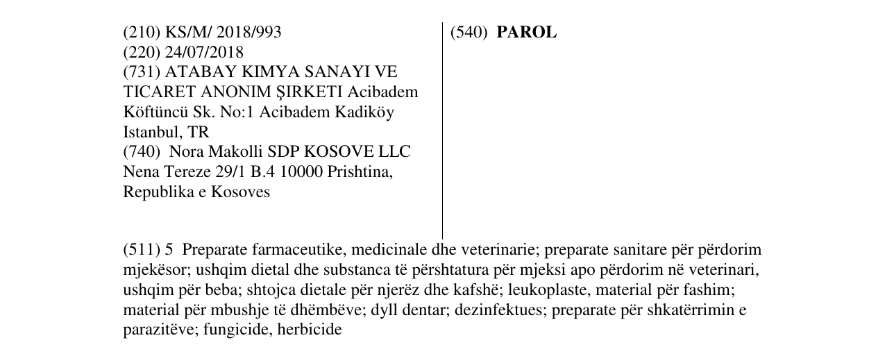 Zëri i markës PAROL në buletin