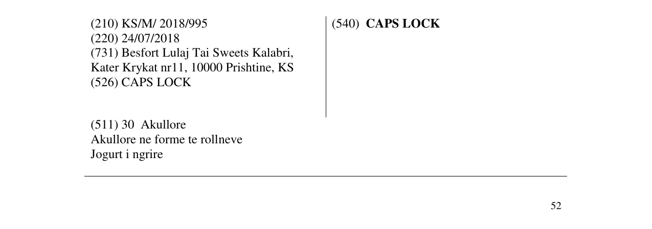 Zëri i markës CAPS LOCK në buletin