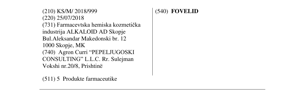 Zëri i markës FOVELID në buletin