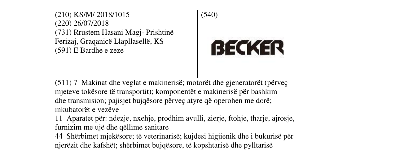 Zëri i markës BECKER në buletin