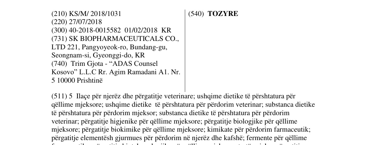Zëri i markës TOZYRE në buletin