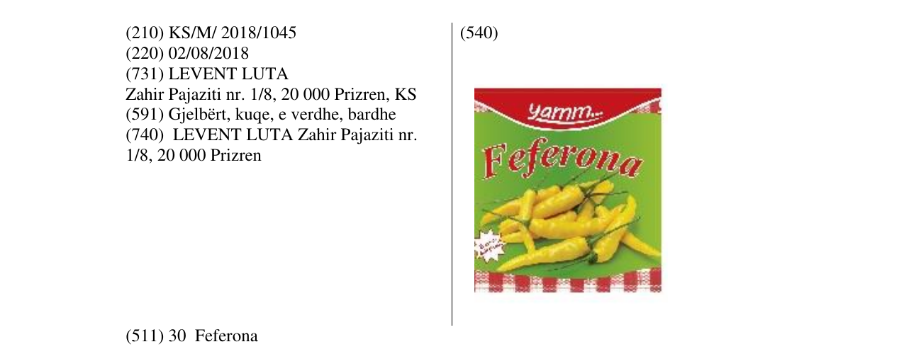 Zëri i markës Feferona në buletin