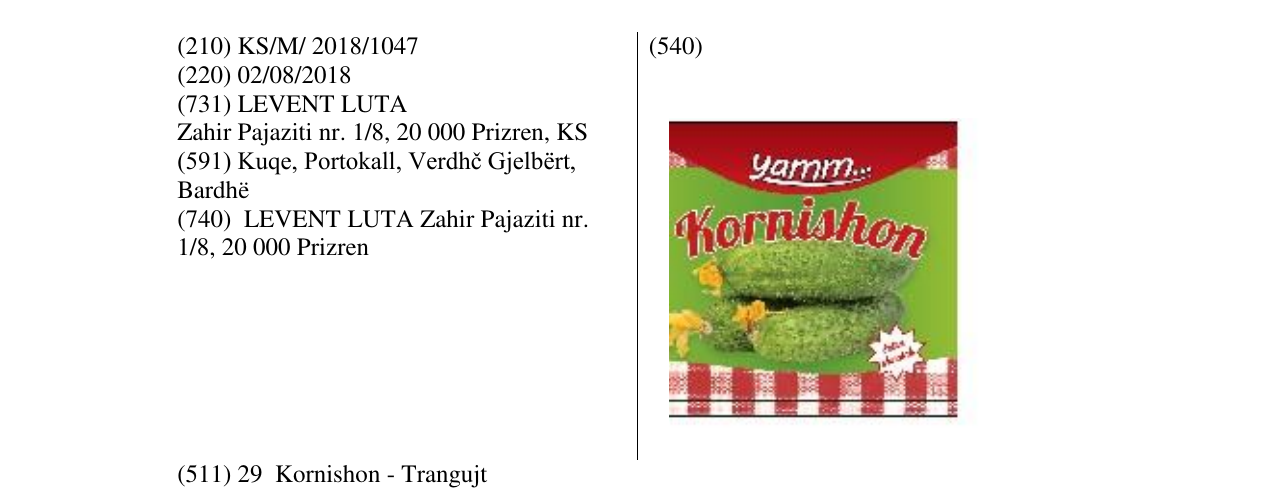 Zëri i markës Kornishan në buletin