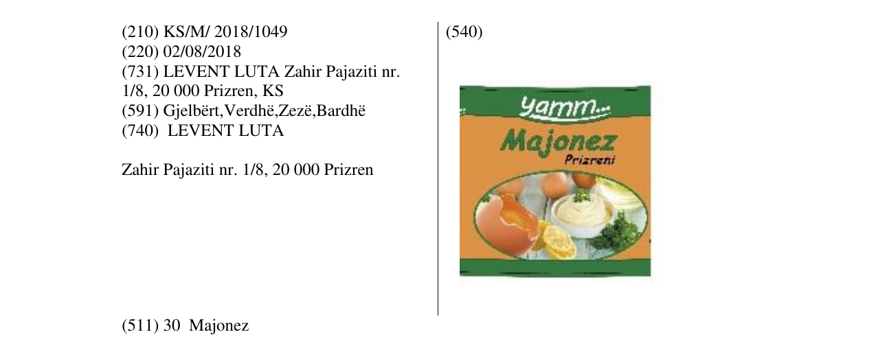 Zëri i markës Majonez në buletin