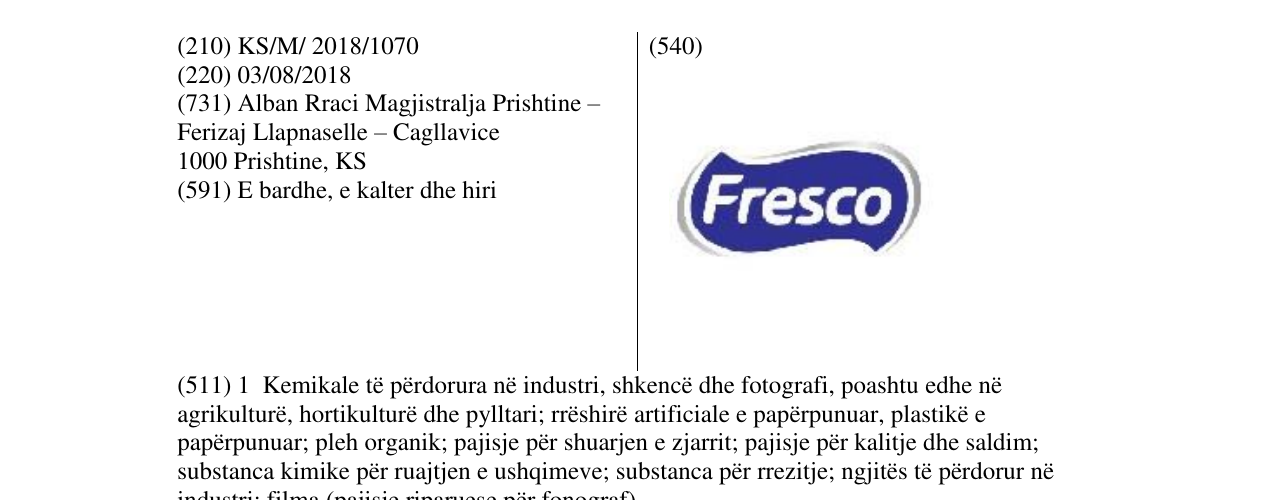 Zëri i markës Fresco në buletin