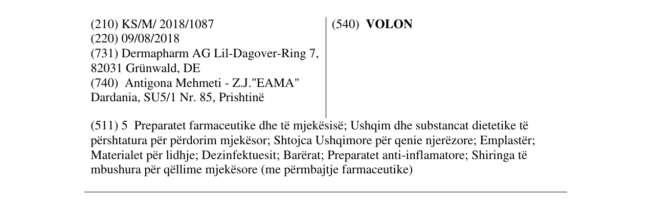 Zëri i markës VOLON në buletin