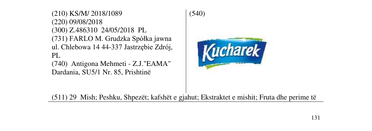 Zëri i markës Kucharek në buletin