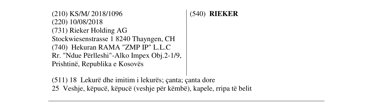 Zëri i markës RIEKER në buletin