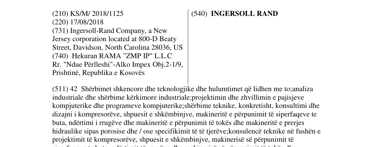 Zëri i markës INGERSOLL RAND në buletin