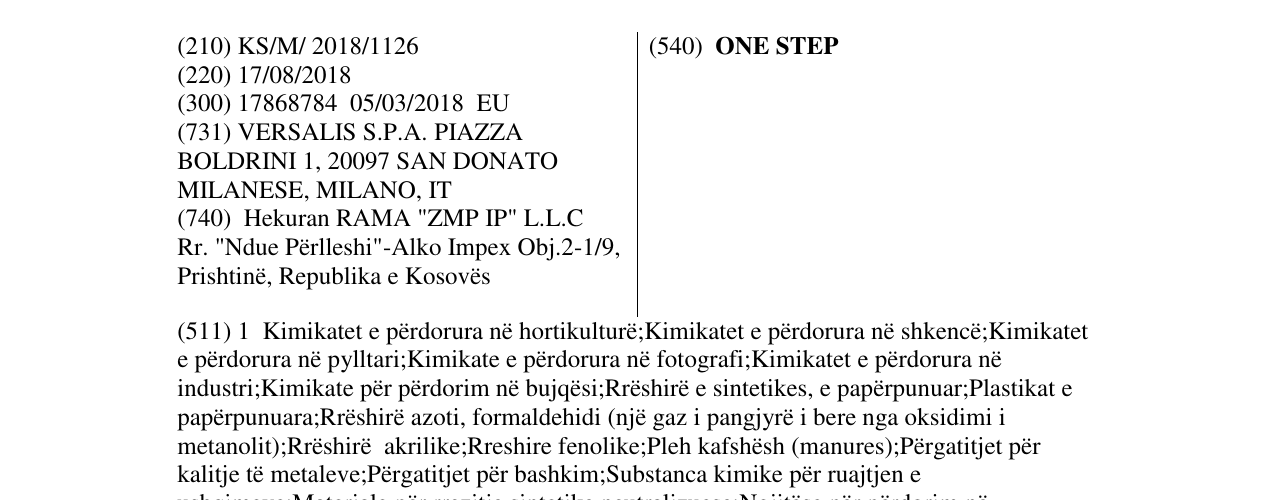 Zëri i markës ONE STEP në buletin