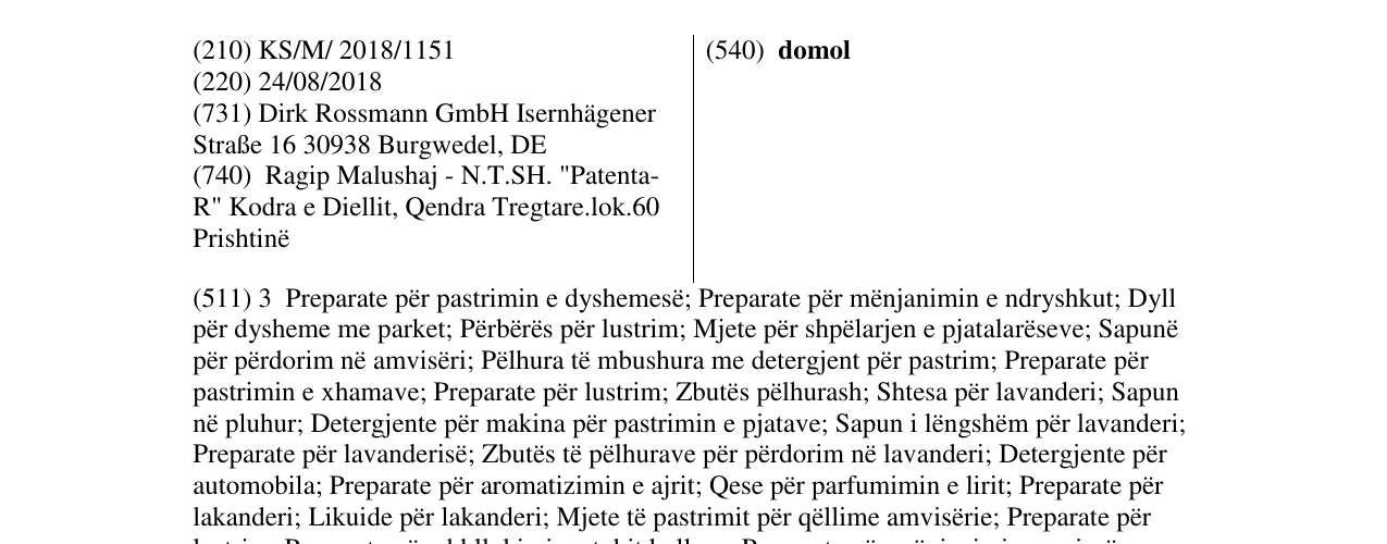 Zëri i markës domol në buletin