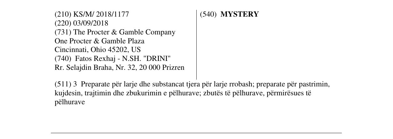 Zëri i markës MYSTERY në buletin