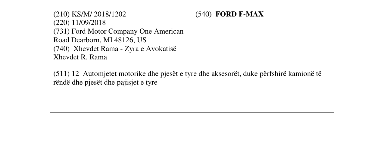 Zëri i markës FORD F-MAX në buletin