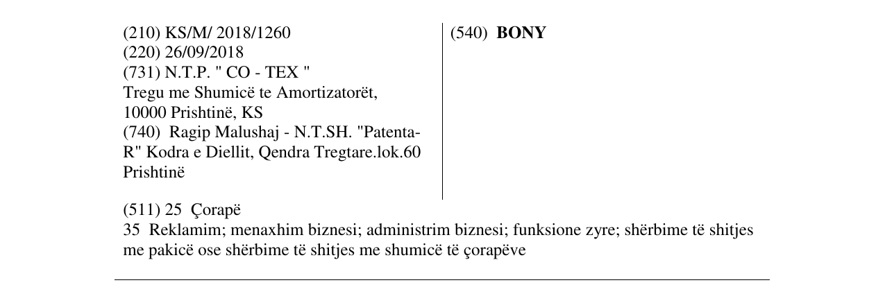 Zëri i markës BONY në buletin