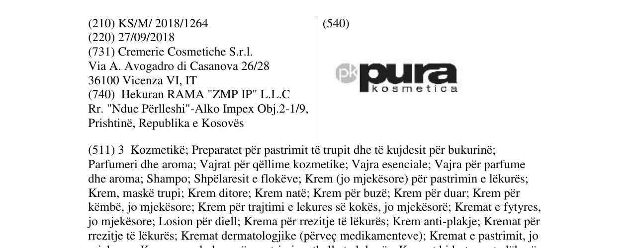 Zëri i markës pura kosmetica në buletin