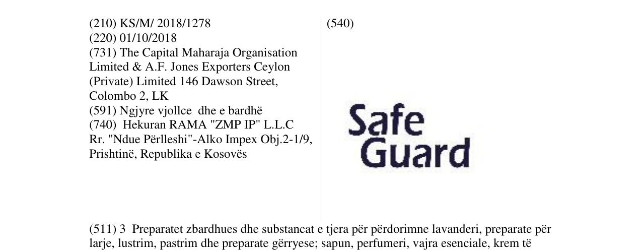 Zëri i markës Safe Guard në buletin