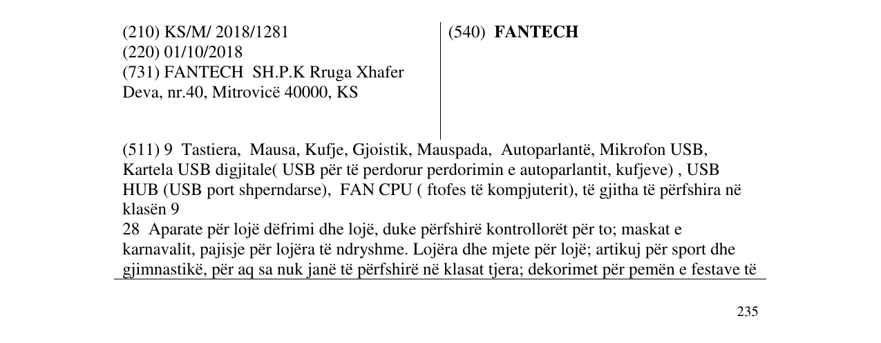 Zëri i markës FANTECH në buletin