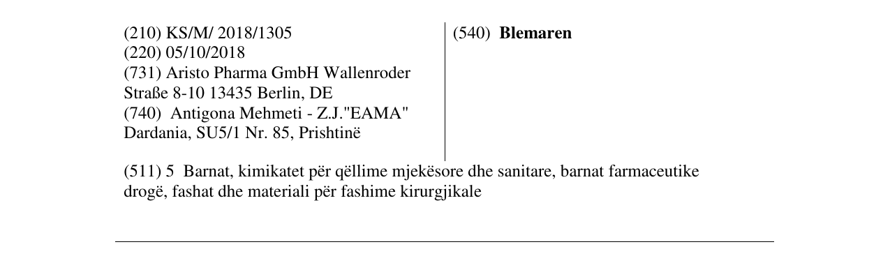 Zëri i markës Blemaren në buletin