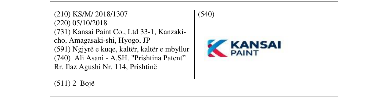 Zëri i markës KANSAI PAINT në buletin