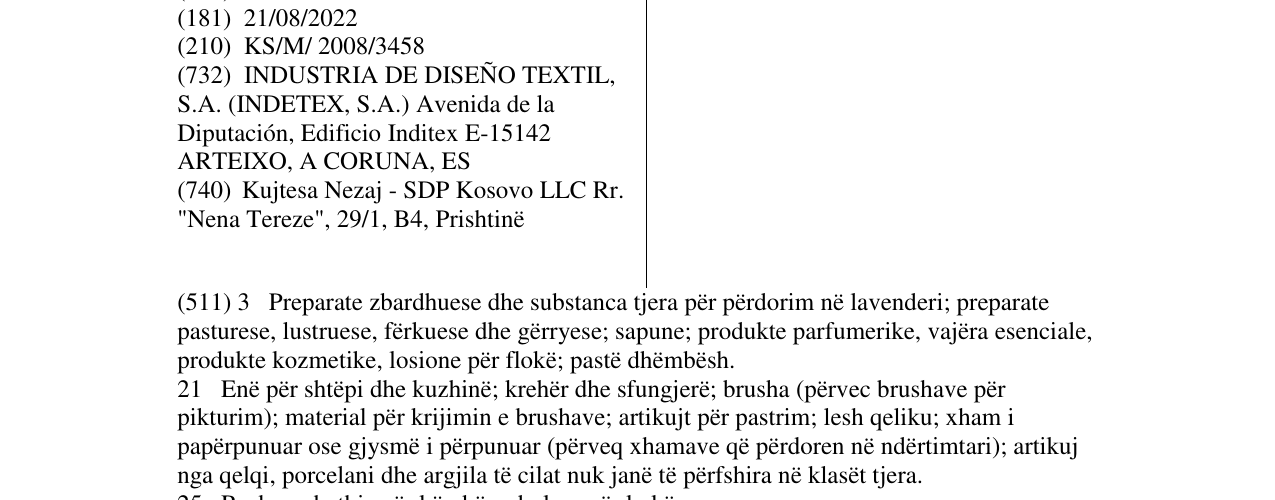 Zëri i markës TEXTURES ZARA në buletin