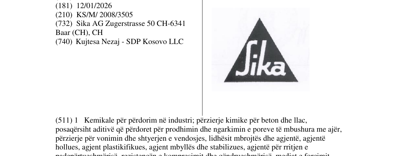 Zëri i markës Sika në buletin