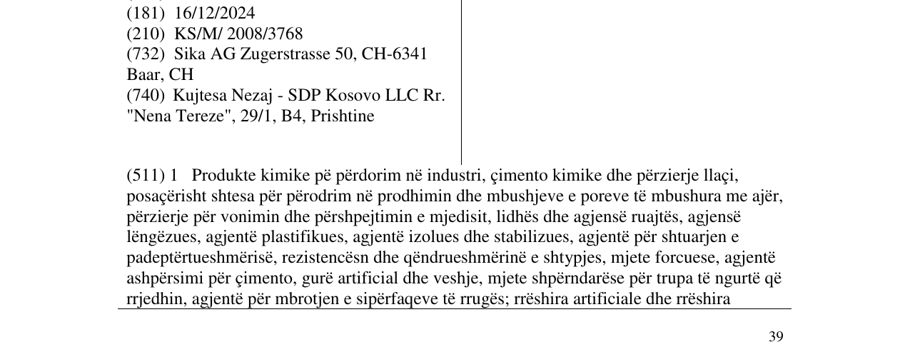 Zëri i markës SIKA në buletin