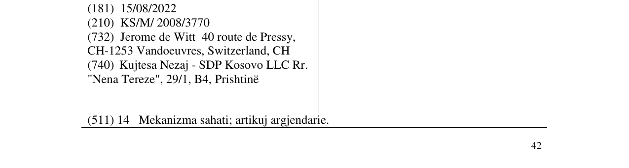 Zëri i markës DE WITT në buletin