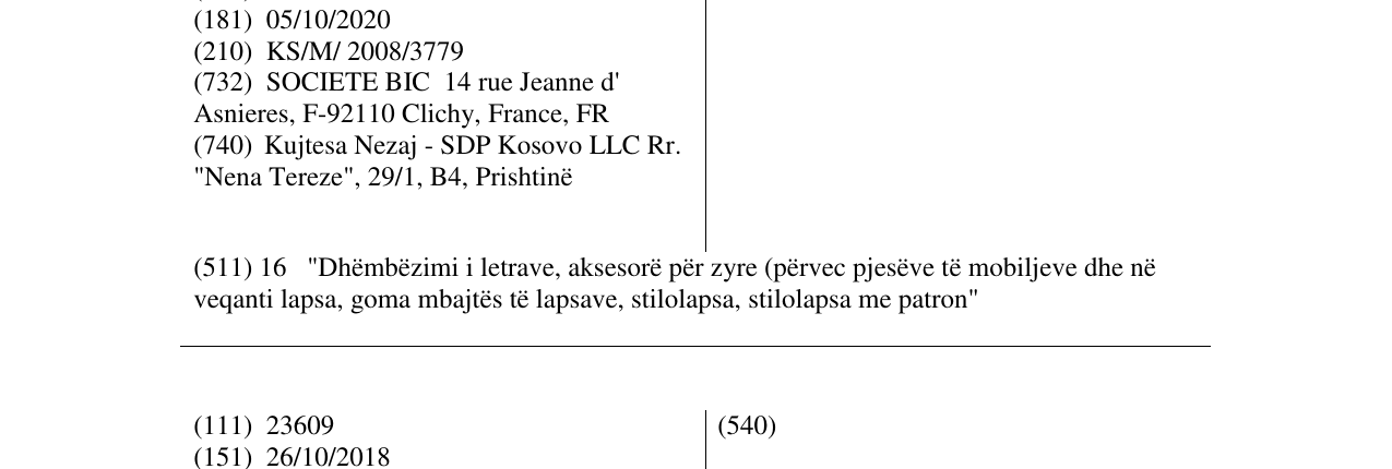 Zëri i markës BIC në buletin