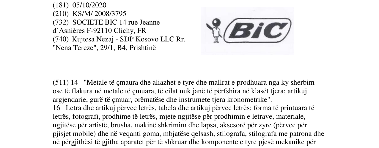 Zëri i markës BiC në buletin