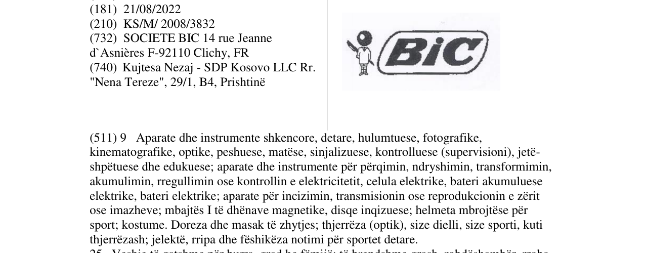 Zëri i markës BIC në buletin