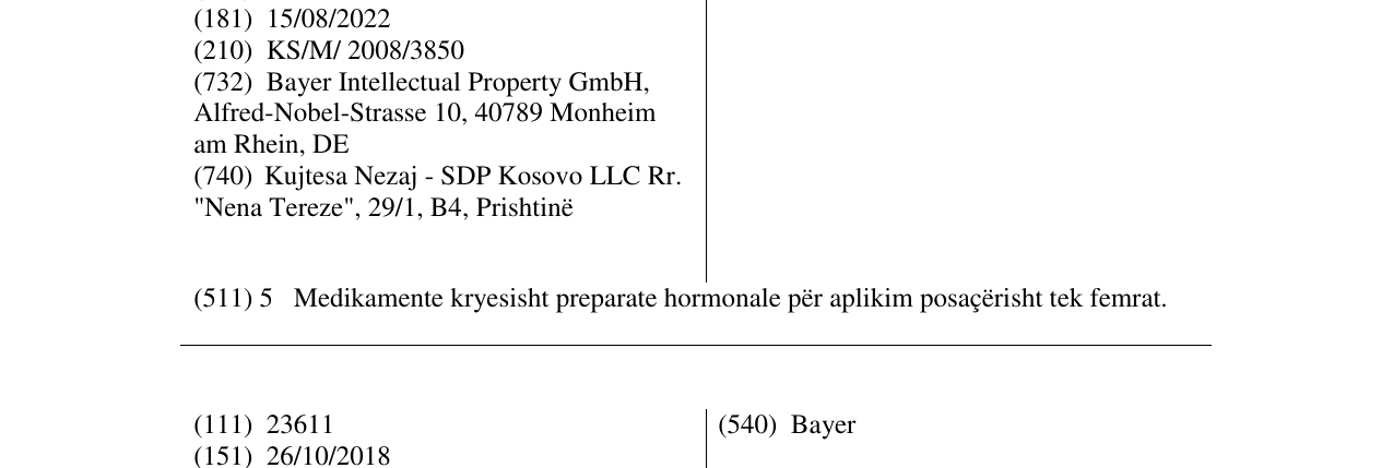 Zëri i markës GYNODIAN në buletin