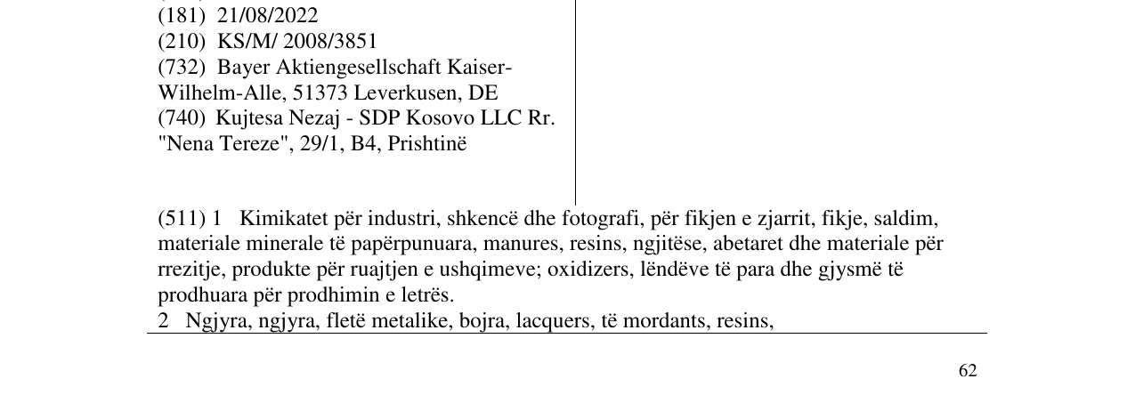 Zëri i markës Bayer në buletin