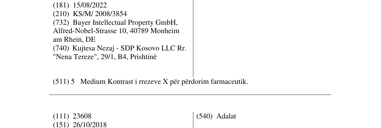 Zëri i markës BILISCOPIN në buletin