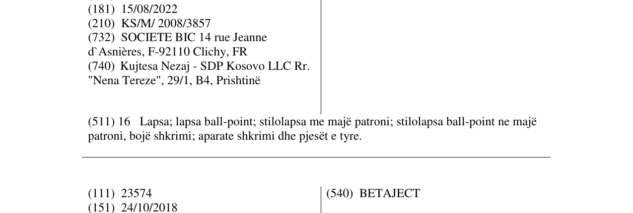 Zëri i markës CRISTAL në buletin