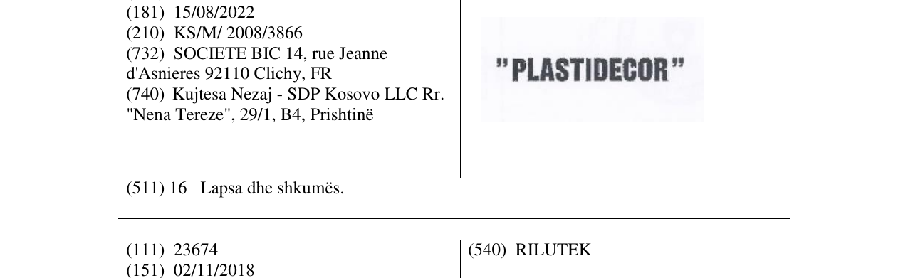 Zëri i markës PLASTIDECOR në buletin