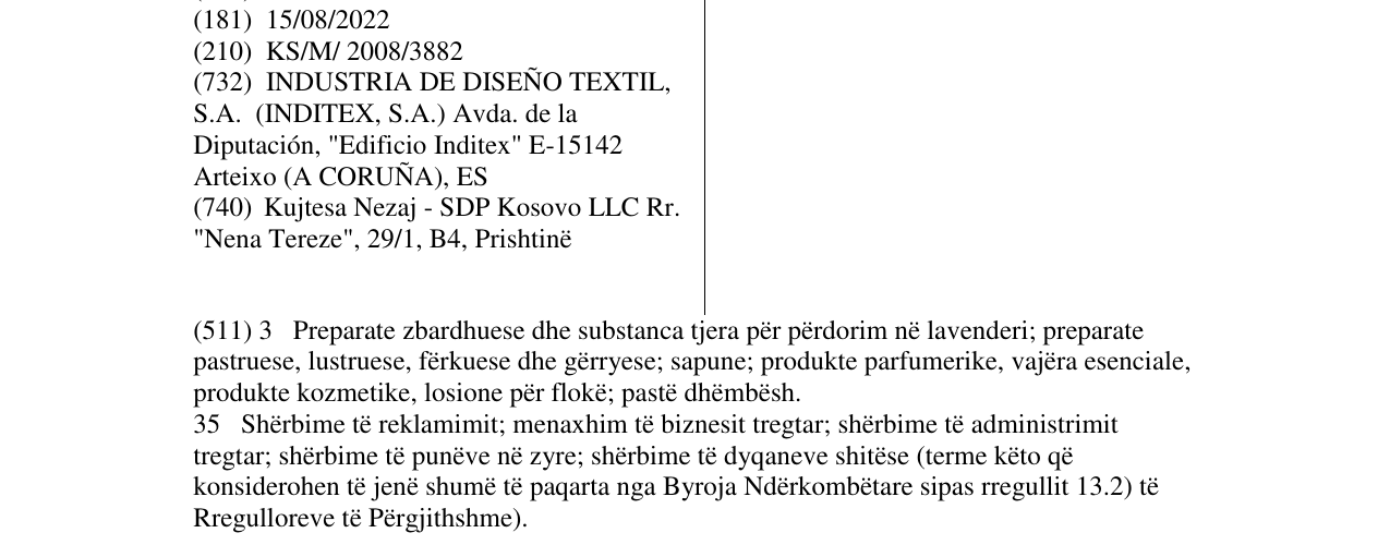Zëri i markës ZARA në buletin