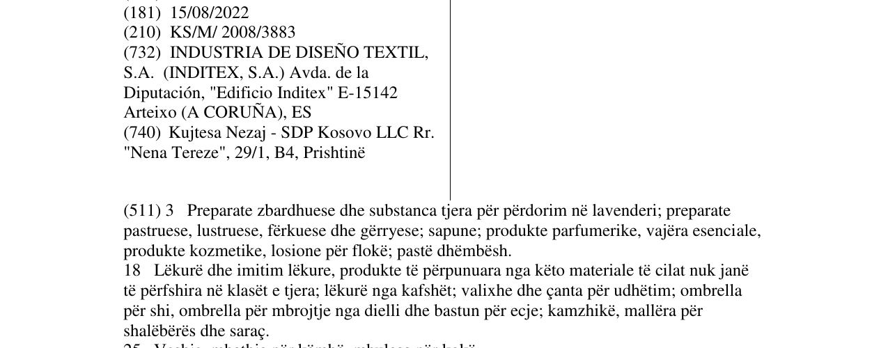 Zëri i markës ZARA BASIC në buletin